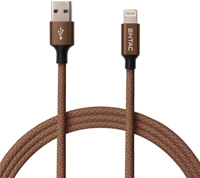 Entac kabelis USB-A - Lightning 1.5m 2A 10W nailonas rudas