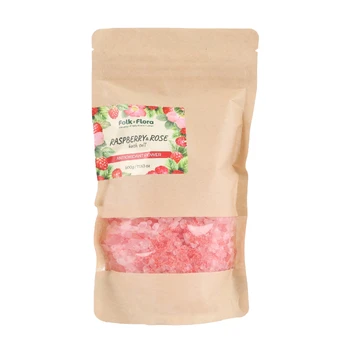 FOLK & FLORA RASPBERRY & ROSE ANTIOXIDANT POWER vonios druska, 500 g