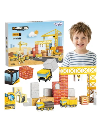 WOOPIE Magnetic Construction Cubes Construction Site 49 pcs.