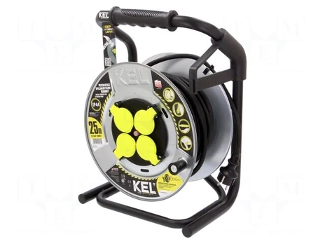 Extension lead | 3x2.5mm2 | reel,with non-rotating sockets | black