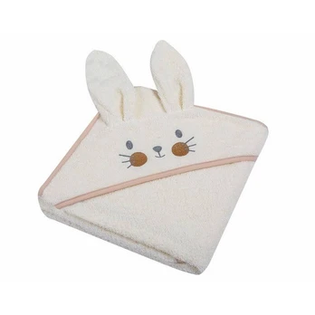 Rankšluostis kūdikiui 3D su gobtuvu RABBIT Ecru