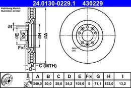 ATE 24.0130-0229.1 Brake Disc
