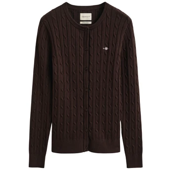 Kardiganas moterims, Ruda, Stretch cotton cable cardigan