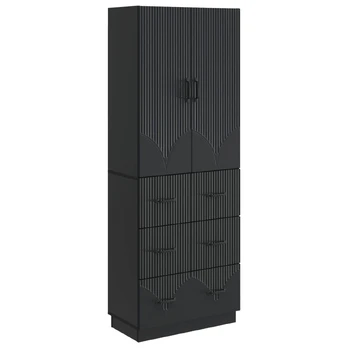 Spintelė 2 pcs Juoda 66 x 34,5 x 87 cm Apdirbta mediena