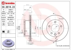 Stabdžių diskas BREMBO 09.9618.24 kaina