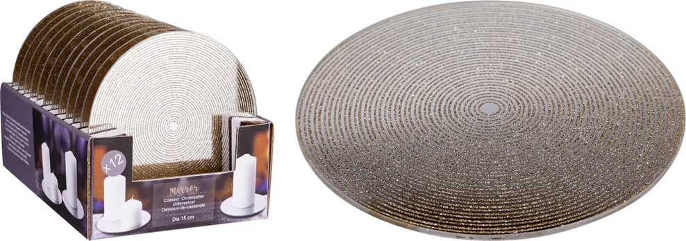 Dekoratyvinė lėkštė - žvakidė GLITTER MIRROR, sidabrinės sp., 15 cm