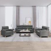 Sofa Sofos komplektas su pagalvėmis, 3 dalių, pilkas, audinys kaina