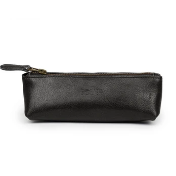 Leather pencil case Solier SA51 black