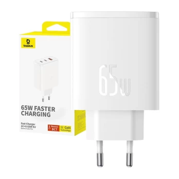 Wall charger Baseus OS-Cube Pro 2xUSB-C + USB, 65W (white)