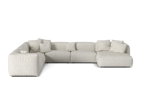 Boucle Modular Left Corner Sofa, "Martina", 6 Seats, 404x312x75, Grey Beige Melange