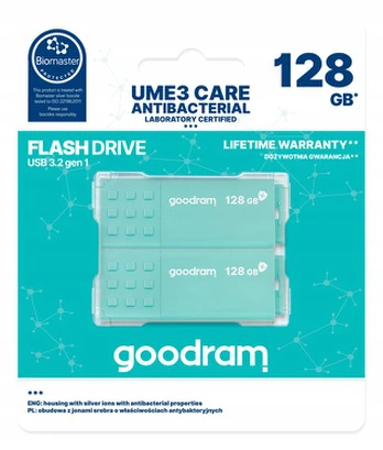 USB laikmena Goodram Ume3 Care Usb 3.2 2x128gb pendrive, antibakterinis