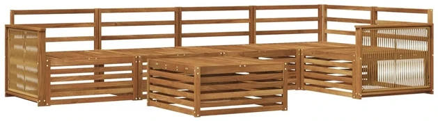 Lauko sofos komplektas 6 pcs Natūrali Kietos akacijos mediena