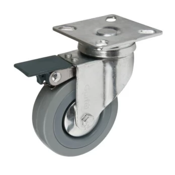 Vežimėlio ratukas, Ø75 mm, su stabdžiu, 60 kg