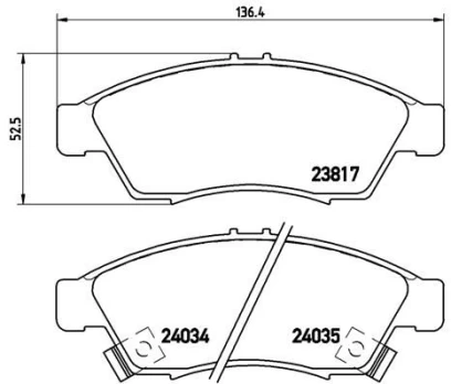 Stabdžių trinkelių rinkinys, diskinis stabdys BREMBO P 79 014