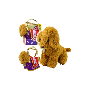 Poodle Dog in Velcro Bag, Soft Toy, Light Brown