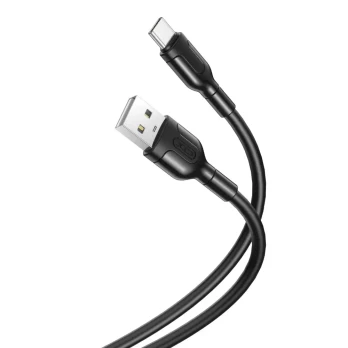 USB ir USB-C XO 2.1A kabelis (juodas)