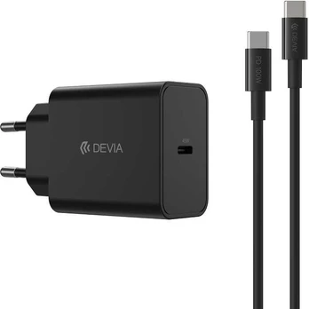 Devia wall charger Rocket PD 45W 1x USB-C juodas+ cable USB-C - USB-C