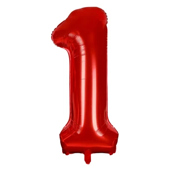 Folinis balionas su heliu, skaičius 1 - 110 cm, raudonas