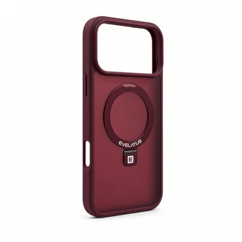 Nugarėlės dėklai Evelatus Apple iPhone 18 Pro Shield Case With MagSafe & Stand Matte Ring Burgundy