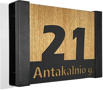 Namo numeris - Ąžuolinė adreso lentelė LOFT 40x30 cm