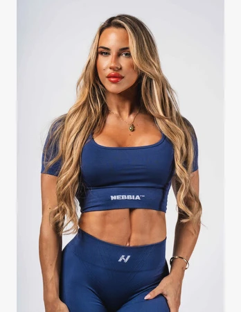 NEBBIA Flow Seamless Crop Top Palaidinė, Mėlyna, M