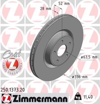 Stabdžių diskas ZIMMERMANN 250.1373.20