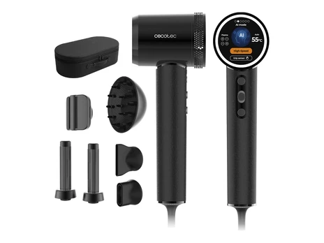Cecotec Hair Dryer | DryGlam Waves i-Sensor Pro | 1600 W | Number of temperature settings 4 | Ionic function | Black | Diffuser Cecotec Hair Dryer | DryGlam Waves i-Sensor Pro | 1600 W | Number of temperature settings 4 | Ionic function | Black | Diffuser