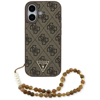 Dėklas Guess 4G Strap Triangle Logo MagSafe do iPhone 17 ruda