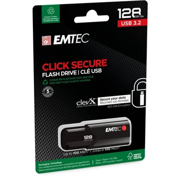 USB FlashDrive 128GB EMTEC B120 Click Secure USB 3.2 (100MB/s)