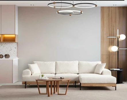 Kampinė sofa Eti Oak Right - Baltas