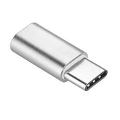 Dėklas Oem Adapteris charger Micro USB / MicroUSB TYPE C sidabrinis