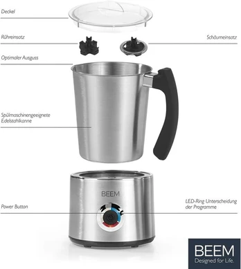 Beem Pieno putų plakiklis - 200 ml | Elektrinis, 3 programos, 650 W