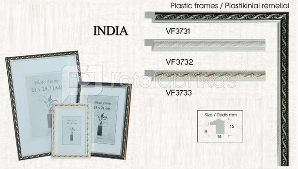 Rėmelis 10x15 plast INDIA VF3732 White | 15 mm