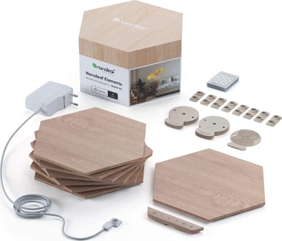 Nanoleaf Elements Wood Look Hexagons Starter Kit (7 plokštės)