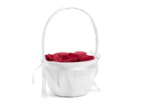Wedding basket for rose petals or coins, baltas