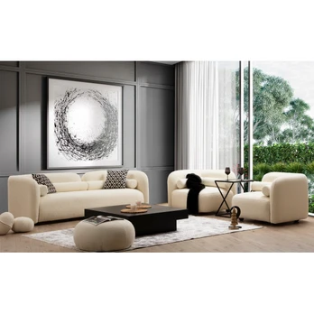 Trivietė sofa Victoria Cream Bouclette Kremas