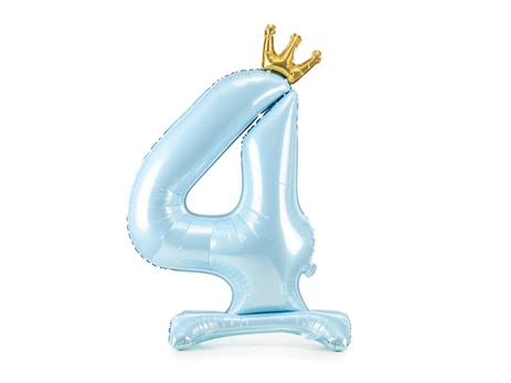 Blue Standing foil balloon Number 4 , 84 cm, sky-mėlynas