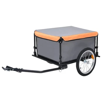Dviračio priekaba, pilkos ir oranžinės spalvos, 65kg