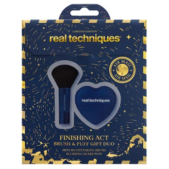 Real Techniques Finishing Act Brush and Puff Sponge Set aksesuaras