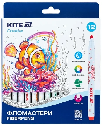 Flomasteriai CREATIVE, Kite, 12 sp.