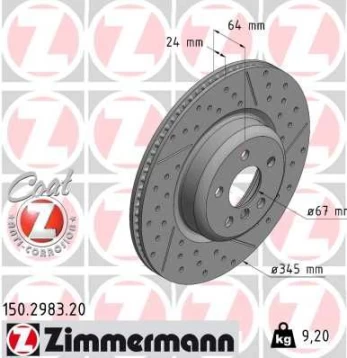 Stabdžių diskas ZIMMERMANN 150.2983.20