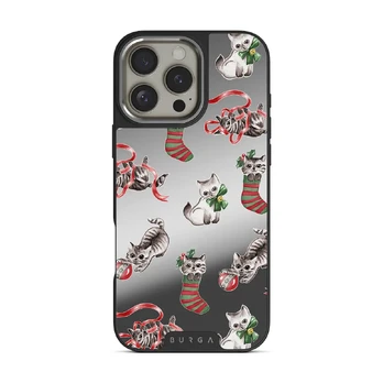 Merry Kitty - iPhone 16 Pro Case, Elite Mirror Dark (MagSafe) / Silver