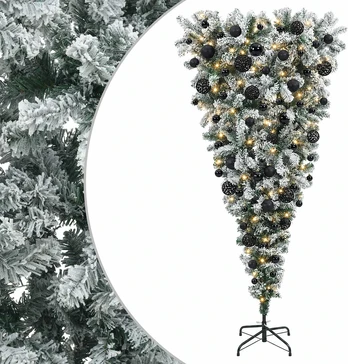 Apverstas dirbtinis Kalėdų eglutė su šakomis 210 cm 300 LED