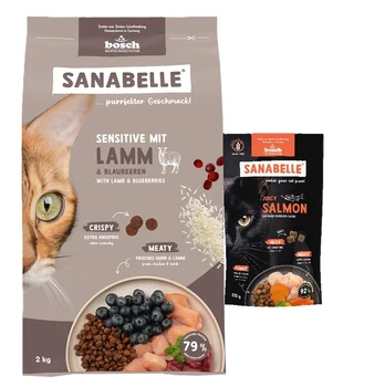 Sanabelle Life Sensitive ėriena 2kg + sultinga lašiša 250g