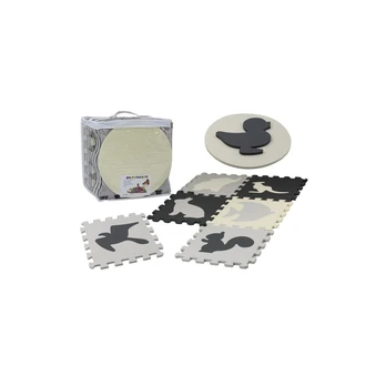 Soft Puzzle Mat Contrasting Educational EVA Foam Gray 28 pieces.