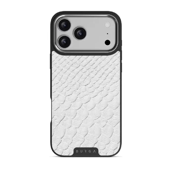 Glacial Desert - White Snakeskin iPhone 17 Pro Max Case, Elite Dark (MagSafe) / Silver