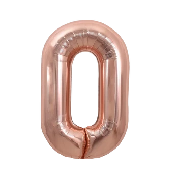 Folinis balionas su heliu, skaičius 0 - 85cm, rose gold