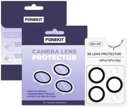FoneKit kameran linssinsuoja, iPhone 15 Pro / 15 Pro Max, läpinäkyvä