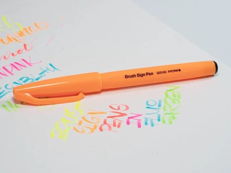 Pentel Brush Sign flomasteris, fluorescencinis oranžinis