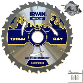Irwin diskinis pjūklas WeldTec 165x30x2,4mm 24 dantys. - 1897365